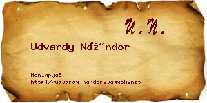 Udvardy Nándor névjegykártya